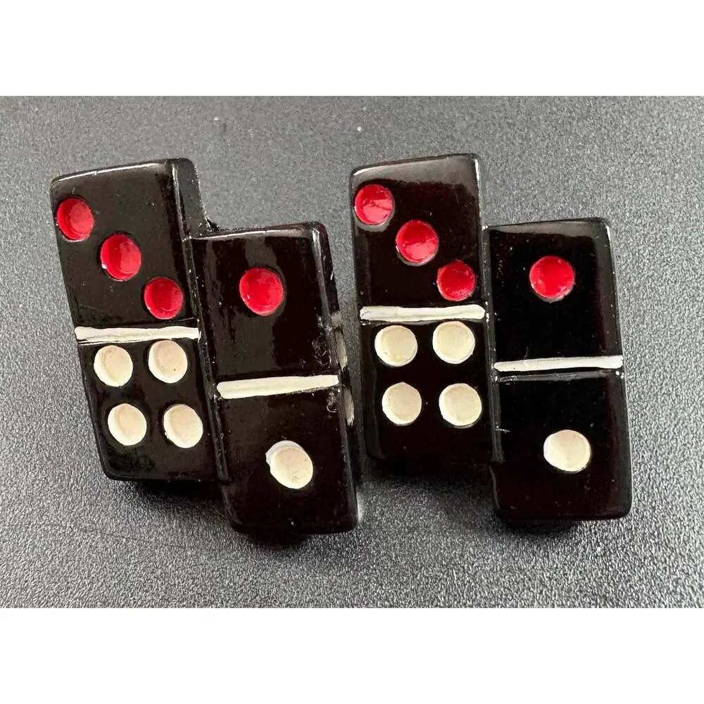 Retro Domino Pierced Earrings